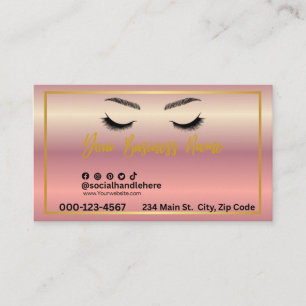 Elegant Rose Gold Lash Artist Business Card