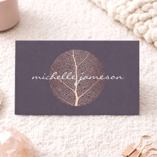 Elegant Rose Gold Leaf Logo Business Card