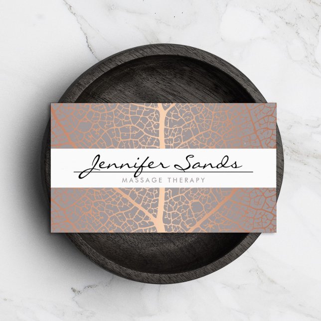 Elegant Rose Gold Leaf Tree Pattern Business Card (Creator Uploaded)