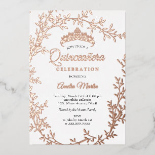 Elegant Rose Gold Leaf Wreath Quinceanera