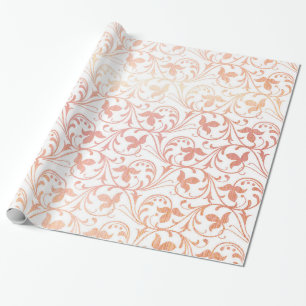 Elegant Rose Gold Leaves & Swirls Wrapping Paper