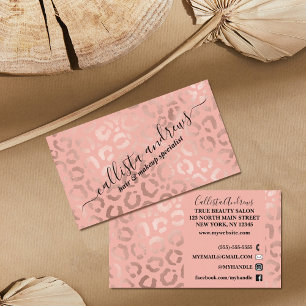 Elegant Rose Gold Leopard Cheetah Animal Print Business Card