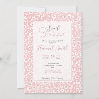 Elegant Rose Gold Leopard Print White Pattern Invitation