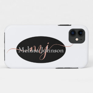 Elegant Rose Gold lettering on Black iPhone 11 Case