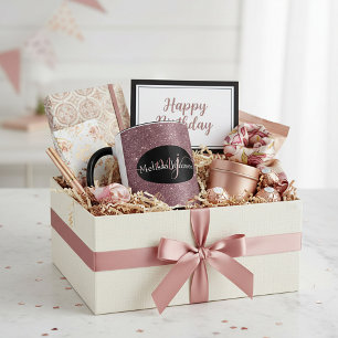 Elegant Rose Gold lettering on Black & glitter Mug