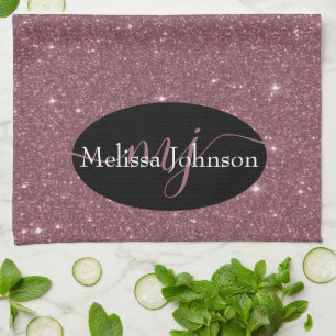 Elegant Rose Gold lettering on Black Kitchen To Tea Towel