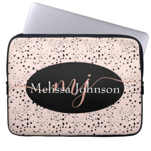 Elegant Rose Gold lettering on Black    Laptop Sle Laptop Sleeve