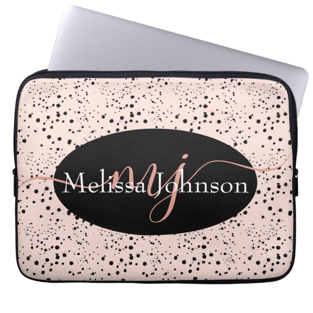 Elegant Rose Gold lettering on Black    Laptop Sle Laptop Sleeve (Front)