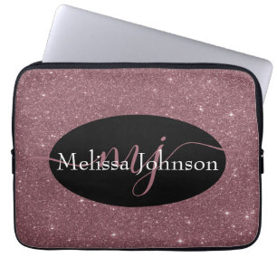 Elegant Rose Gold lettering on Black    Laptop Sle Laptop Sleeve