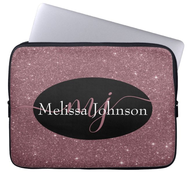 Elegant Rose Gold lettering on Black    Laptop Sle Laptop Sleeve (Front)