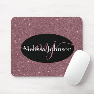 Elegant Rose Gold lettering on Black    Mouse Pad