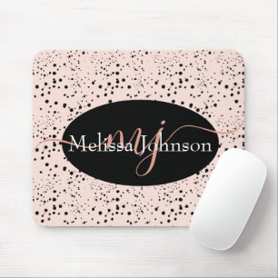 Elegant Rose Gold lettering on Black    Mouse Pad