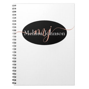 Elegant Rose Gold lettering on Black    Notebook
