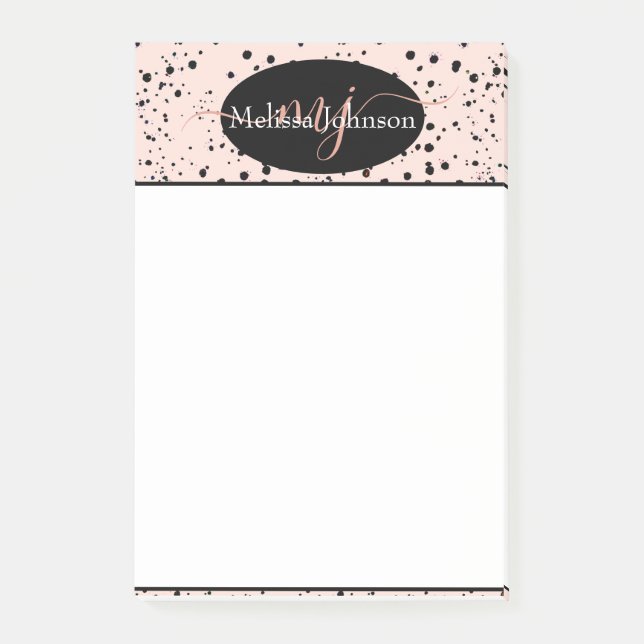 Elegant Rose Gold lettering on Black    Notepad (Front)