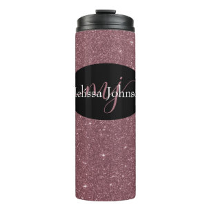 Elegant Rose Gold lettering on Black Thermal Tu Thermal Tumbler