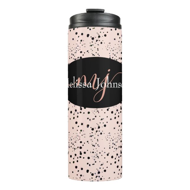 Elegant Rose Gold lettering on Black    Thermal Tu Tumbler (Front)