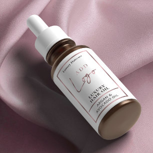 Elegant Rose Gold Logo Hair Oil 2OZ Dropper Bottle