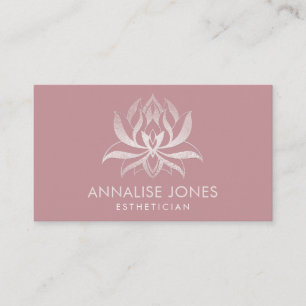 Elegant Rose Gold Lotus Flower Business Card
