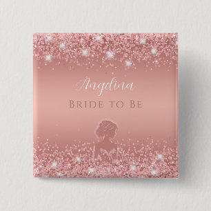 Elegant Rose Gold Luxe Shimmer Bridal Shower  15 Cm Square Badge
