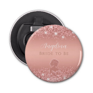 Elegant Rose Gold Luxe Shimmer Bridal Shower Bottle Opener