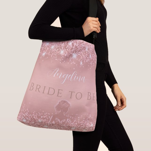 Elegant Rose Gold Luxe Shimmer Bridal Shower  Crossbody Bag (Close Up)
