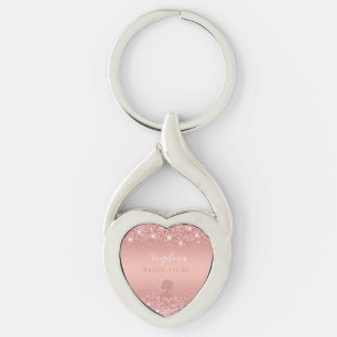 Elegant Rose Gold Luxe Shimmer Bridal Shower  Key Ring