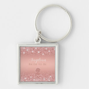 Elegant Rose Gold Luxe Shimmer Bridal Shower  Key Ring