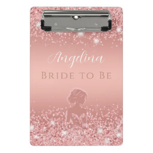 Elegant Rose Gold Luxe Shimmer Bridal Shower  Mini Clipboard