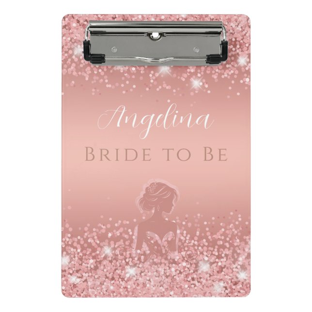 Elegant Rose Gold Luxe Shimmer Bridal Shower  Mini Clipboard (Front)