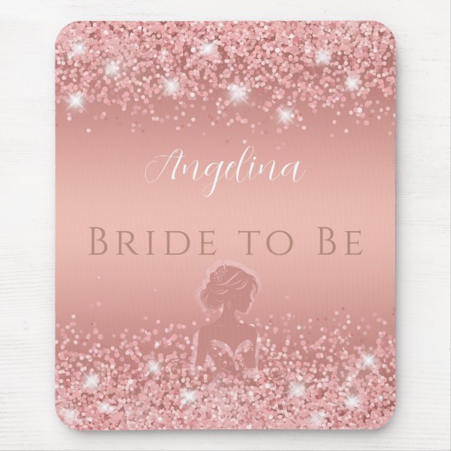 Elegant Rose Gold Luxe Shimmer Bridal Shower Mouse Mat (Front)