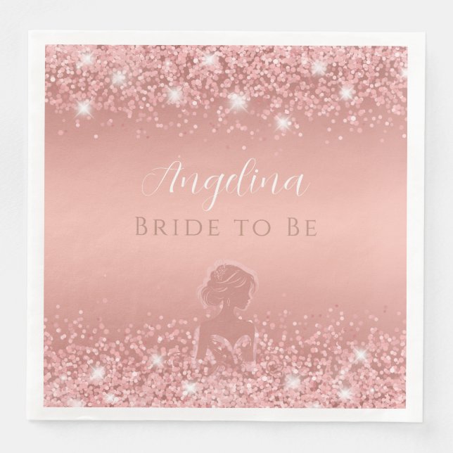 Elegant Rose Gold Luxe Shimmer Bridal Shower Napkin (Front)