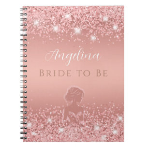 Elegant Rose Gold Luxe Shimmer Bridal Shower Notebook