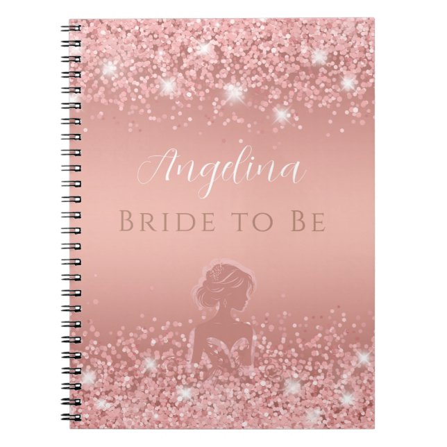 Elegant Rose Gold Luxe Shimmer Bridal Shower Notebook (Front)