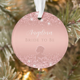 Elegant Rose Gold Luxe Shimmer Bridal Shower Ornament