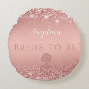 Elegant Rose Gold Luxe Shimmer Bridal Shower  Round Cushion