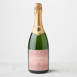 Elegant Rose Gold Luxe Shimmer Bridal Shower Sparkling Wine Label