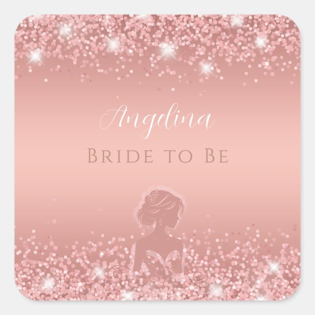 Elegant Rose Gold Luxe Shimmer Bridal Shower  Square Sticker (Front)
