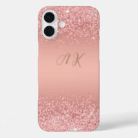 Elegant Rose Gold Luxe Shimmer Monogram 
