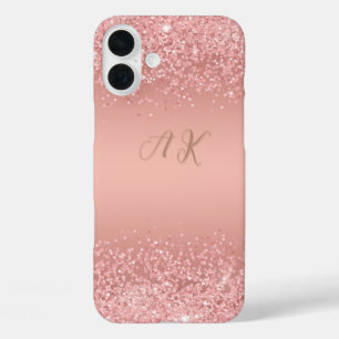 Elegant Rose Gold Luxe Shimmer Monogram  iPhone 16 Plus Case
