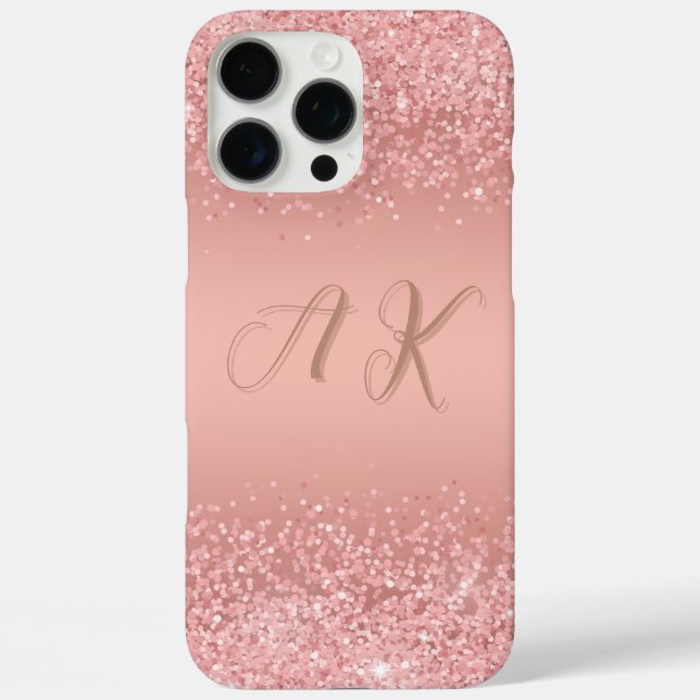 Elegant Rose Gold Luxe Shimmer Monogram  Case-Mate iPhone Case (Back)