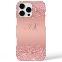 Elegant Rose Gold Luxe Shimmer Monogram 