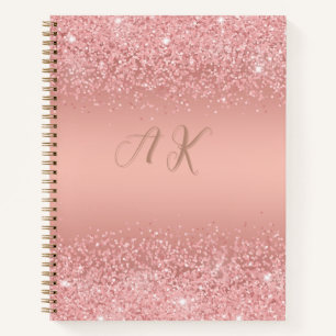Elegant Rose Gold Luxe Shimmer Monogram  Notebook