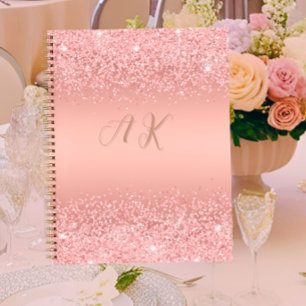 Elegant Rose Gold Luxe Shimmer Monogram  Notebook