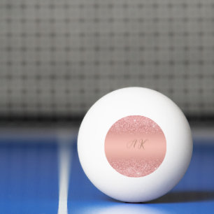 Elegant Rose Gold Luxe Shimmer Monogram Ping Pong Ball