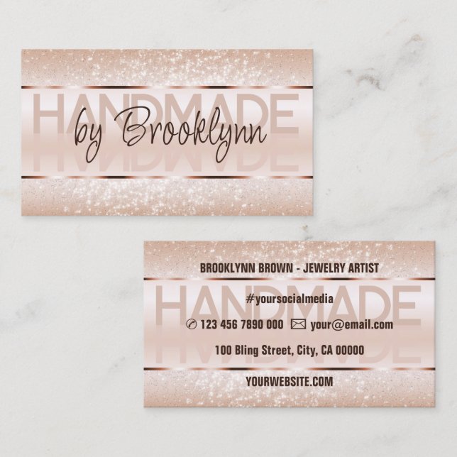 Elegant Rose Gold Luxurious Sparkle Glitter Glam Business Card (Front/Back)