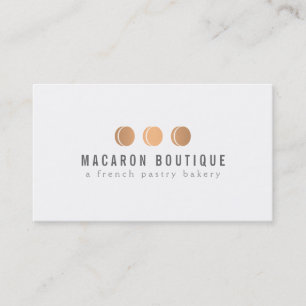 Elegant Rose Gold Macaron Trio Logo on White Business Card