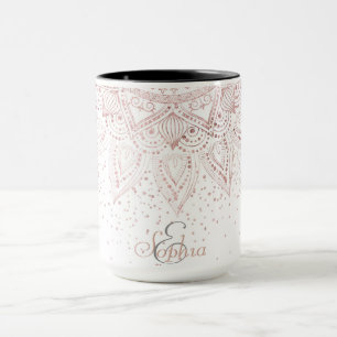 Elegant rose gold mandala confetti design mug