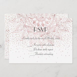 Elegant rose gold mandala confetti wedding collect invitation