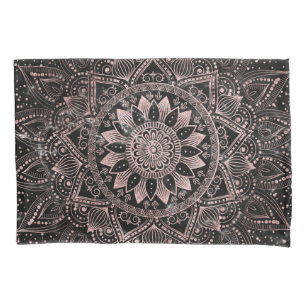 Elegant rose gold mandala dots and marble artwork. pillowcase