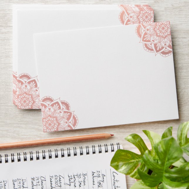 Elegant Rose Gold Mandala Flower Envelope (Stacked)